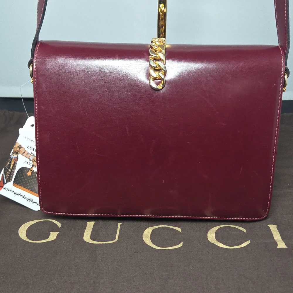 Gucci Boutique 1970s RARE  Bordeaux Leather 2way Bag Very limited Production - Picture 13 of 17